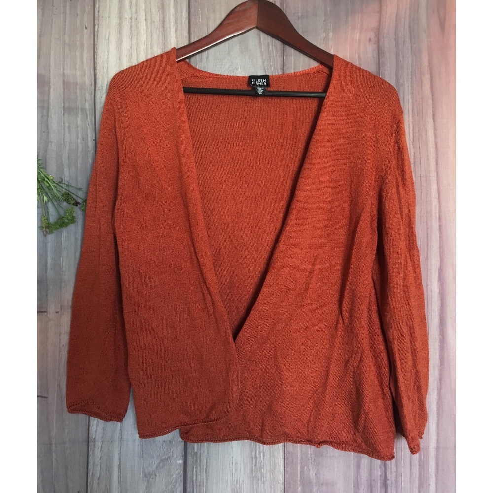 eileen fisher spice orange cardigan